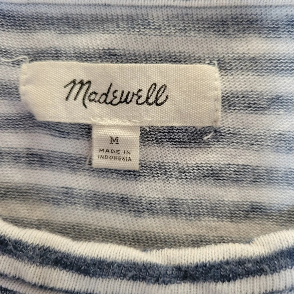 Madewell Women's Side Tide Blue and White Striped Long Sleeve T Shirt Size M - Picture 6 of 11